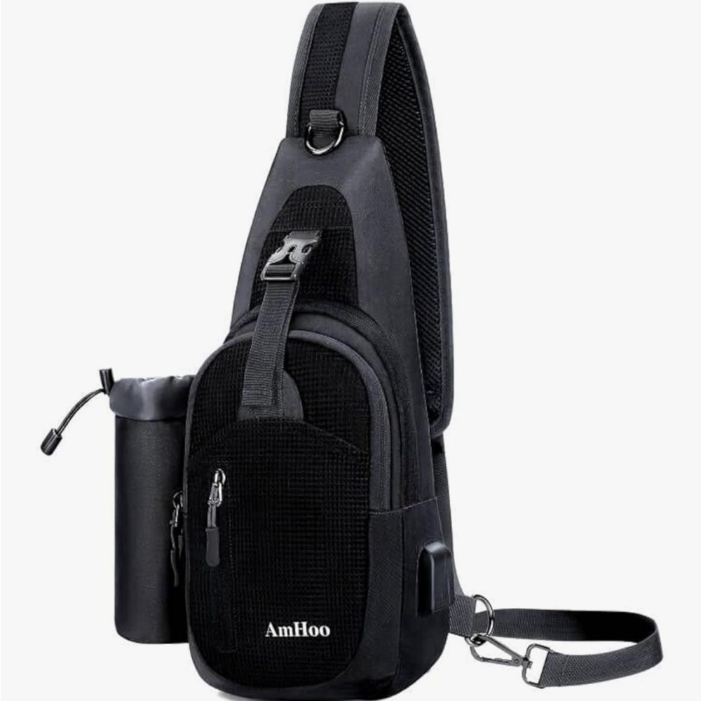 Men's Black Sling Backpack